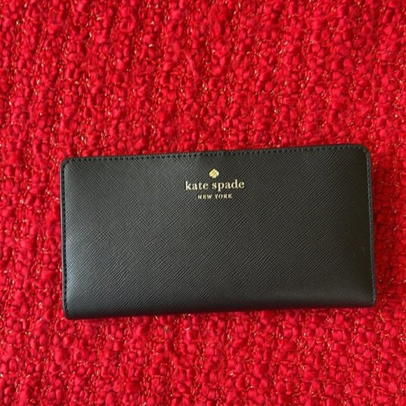 Kate Spade Staci Large Slim Bifold Wallet Black NWT - Picture 2 of 16